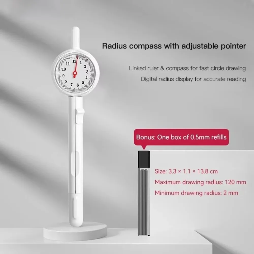 Push-Button Control Digital Display Compass Visible Radius Scale ABS Integrated Ruler Radius Pointer Compass