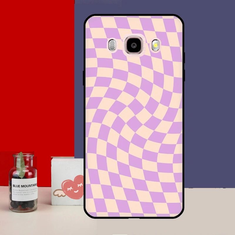 Checkerboard Pattern Mustard Yellow Case For Samsung Galaxy J3 J5 J7 2016 A3 A5 2017 A6 A7 A8 A9 J8 J4 J6 Plus 2018 Back Cover