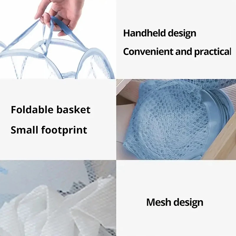 Folding Dirty Clothes Laundry Sorting Basket Bathroom Mesh Storage Bag Frame Bucket Laundry Organizers Storage Pouch