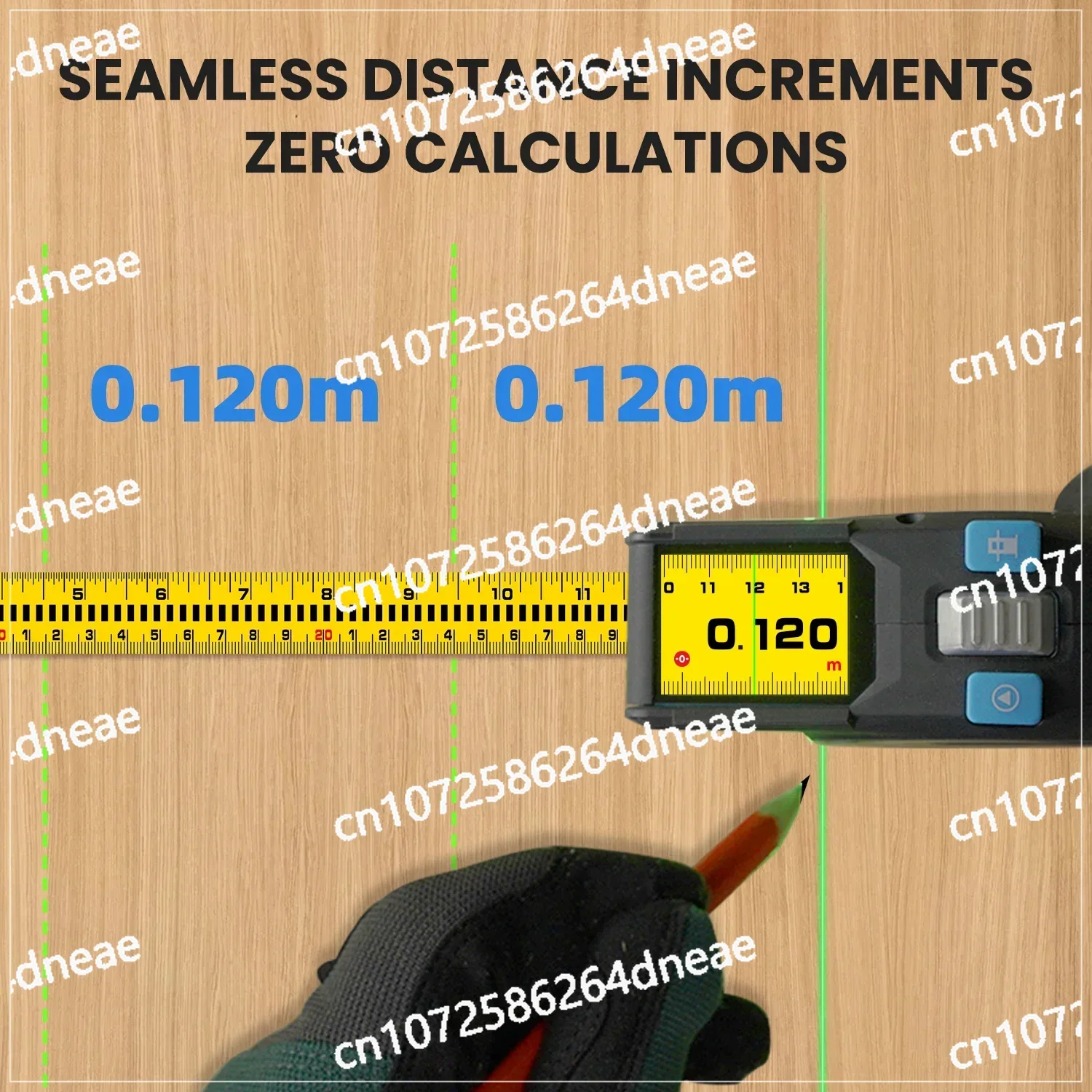 100M  Tape DTX10 Sophisticated  Distance Meter Bluetooth  Tape Measure with Green  Line Marking,for Design