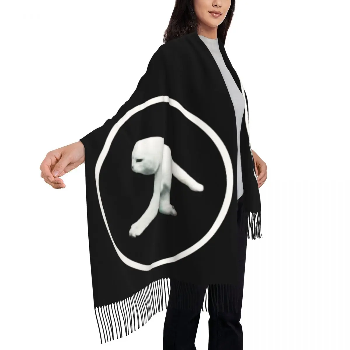 Custom Aphex Twin Tassel Scarf Women Soft Shawls Wraps Female Winter Fall Scarves