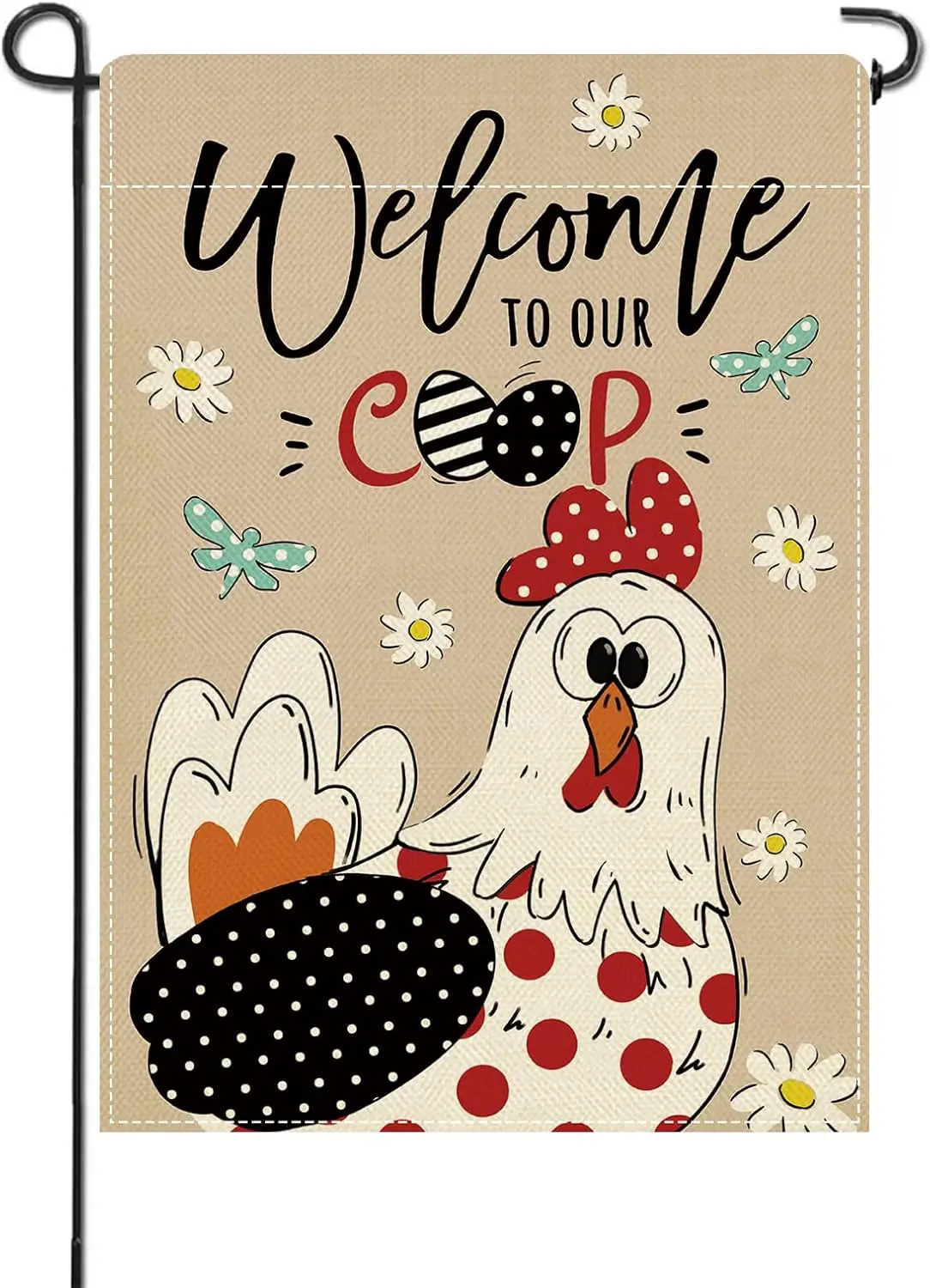 Artofy Welcome To Our Coop Chicken Small Decorative Garden Flag, Farmhouse Hen Rooster Eggs Yard Lawn Outside Decor, Rustic jjp