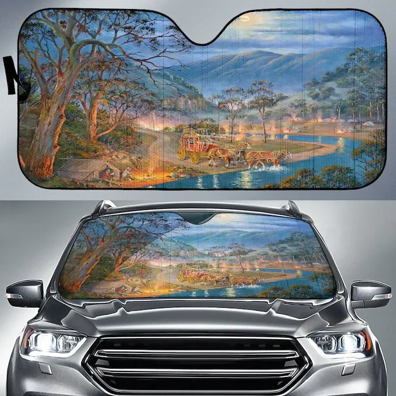 The River Crossing Horse Parasol To Car Autos Accesorios Windshield Sunshade Car Accessories