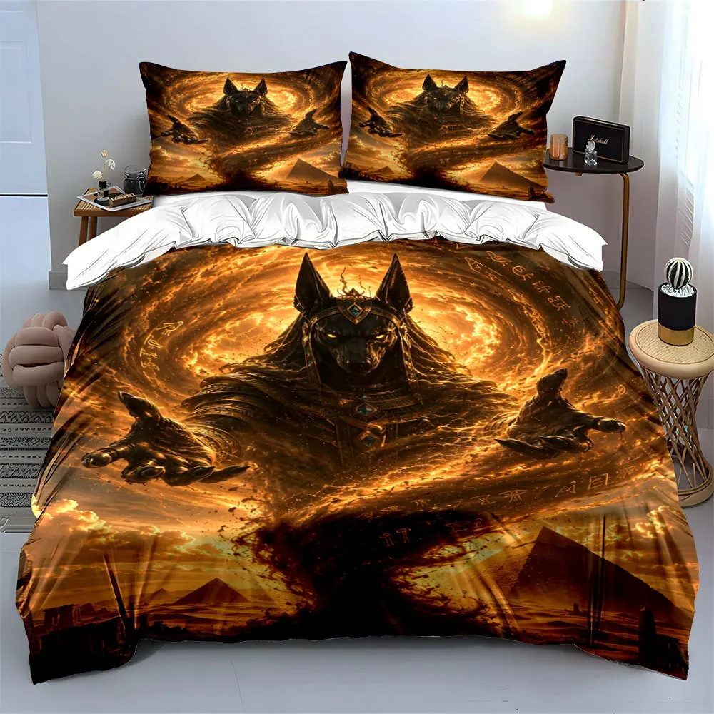 Egyptian deity summoning desert storm Print Bedding Set 1Duvet Cover 2Pillowcases for Adult and Children Luxury Gift Full Size