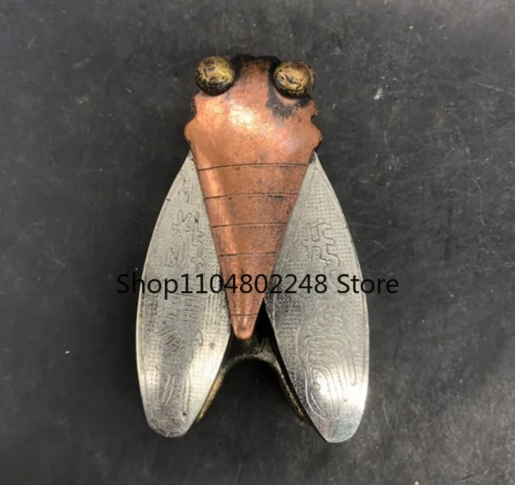 Handmade Insect Cicada Shape Rare Chinese Pure Copper Ink Cartridge Ink Box