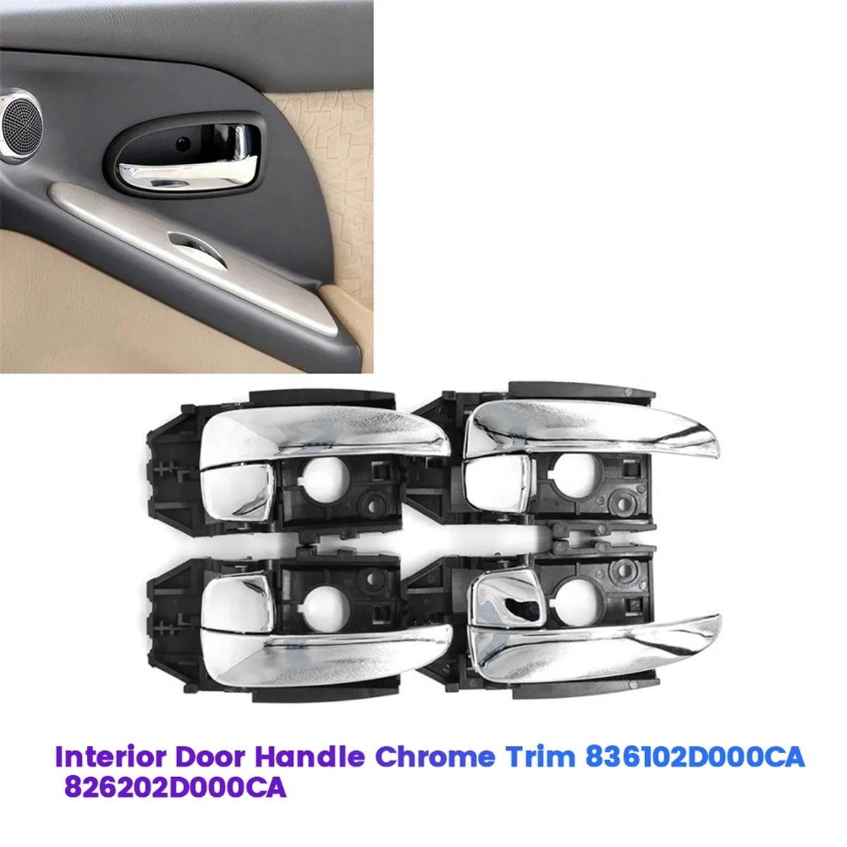 4pcs/Set Left+Right Interior Door Handle Assembly 836102D000CA 826202D000CA for Hyundai Elantra 2001-2006 83610-2D000 A