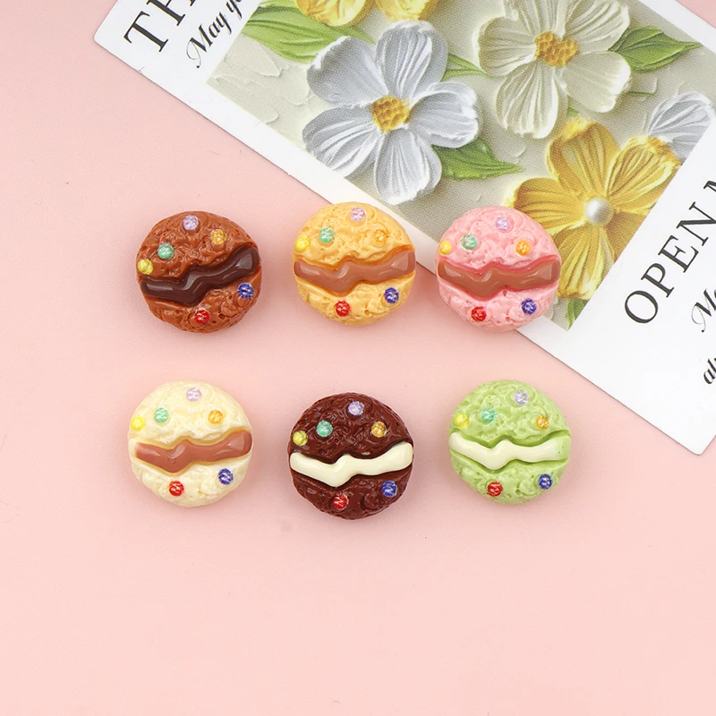 30/300PCS Miniature Resin Decor Cookie Scene Decoration DIY Scrapbook Mini Cream Chocolate Bread Dollhouse Decor Accessories