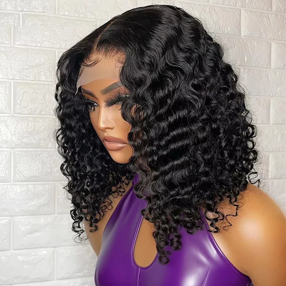 

No Glue Deep Wave Hd Кружевные фронтальные парики для женщин 13x4 7x5 Бесклеевой парик Боб Водные вьющиеся человеческие волосы Парики 250 Плотность Готов к ношению