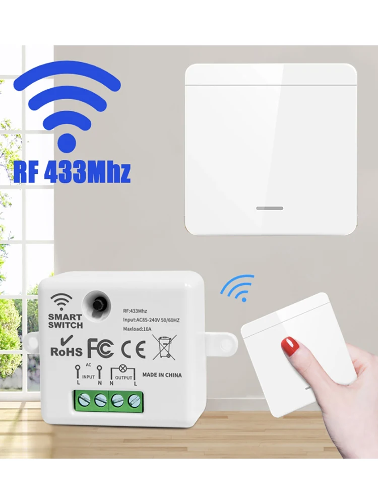 Interruptor inteligente sem fio para luz, 433mhz, 1/2/3gang, 86 interruptor de painel de parede com