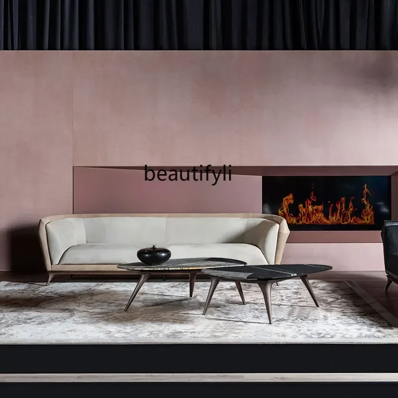 

2003yj Легкий роскошный мраморный журнальный столик для гостиной в итальянском стиле, овальная домашняя постмодернистская высококачественная мебель