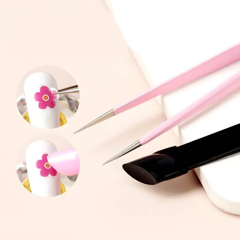 Double Ended Silicone Nail Art Tweezers with Pressing Head Nail Stickers Rhinestones Pick Up Clip Eyelash Extension Makeup Tools