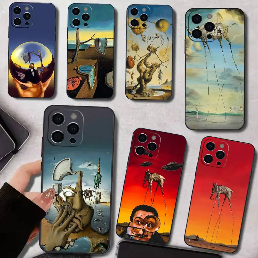 

S-Salvador D-Dali A-Art Phone Case For iPhone 17,16,15,14,13,12,11 Plus,Pro Max,XS,Soft Silicone Black Cover