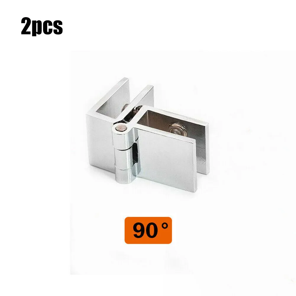 2pc Clamp Hinges for Glass Door Cabinets Suitable for Bathroom Shower or Office Cupboard Hardware Use with 5/8mm Glass Panels