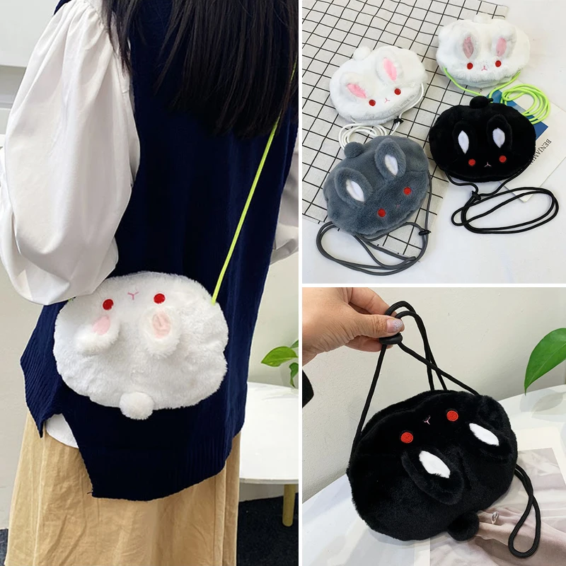 Kawaii Cartoon peluche coniglio Messenger borse bambini animali borsa a tracolla ragazze Casual carino borsa portamonete portafogli borsa