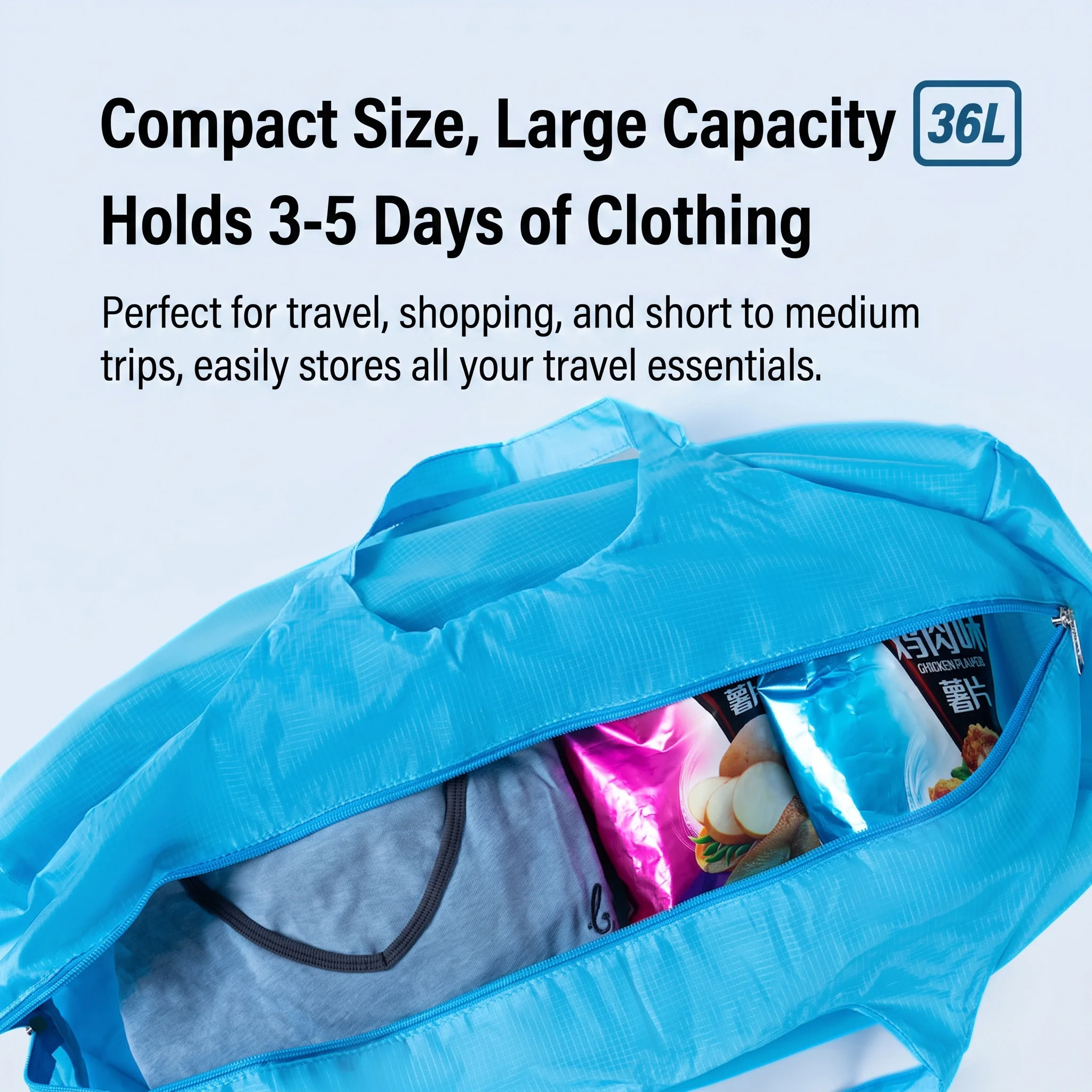 Foldable portable fitness bag outdoor luggage storage travel skin bag men's and women's ultra-light portable sports shopping bag