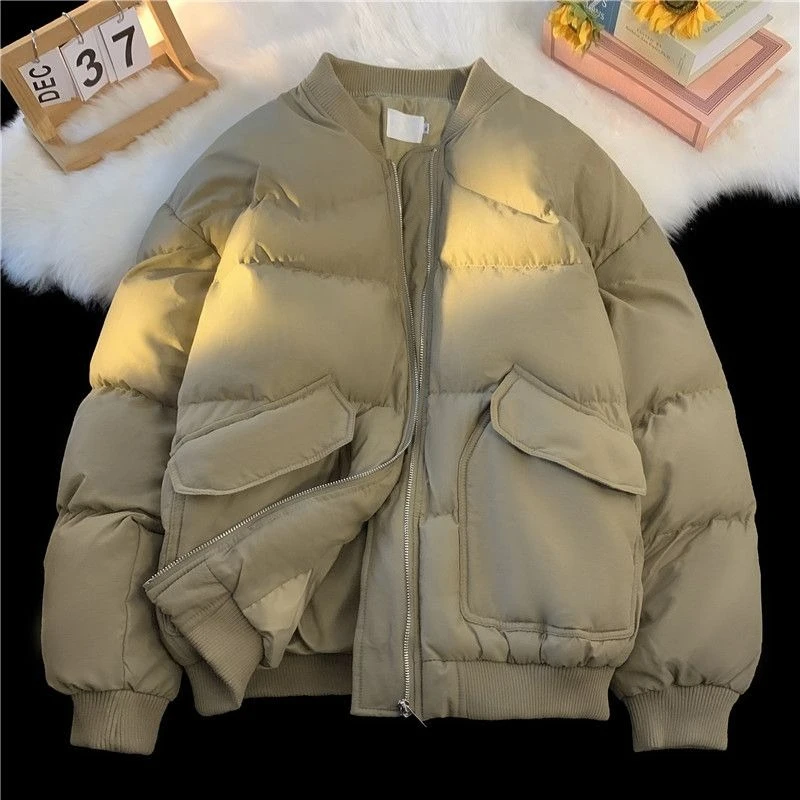 

Мужская хлопковая стеганая куртка с бейсбольным воротником, зимнее теплое пальто-пуховик на толстой флисовой подкладке, утепленная верхняя одежда премиум-класса для мальчиков