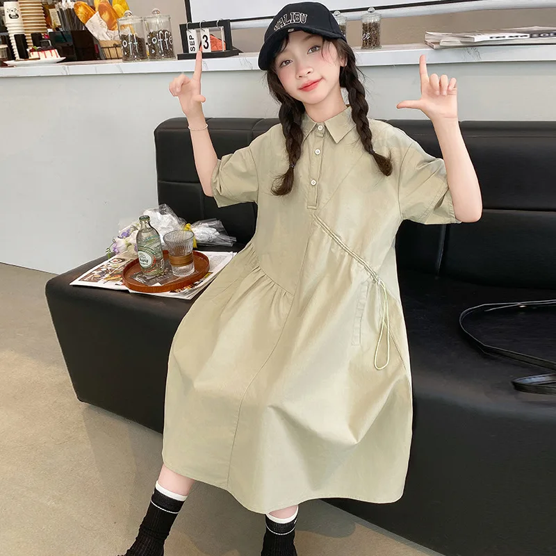 เสื้อผ้าเด็กเกาหลีชุดเด็กผู้หญ - Korean Style A Line Shirt Dress บทวิจารณ์และราคา