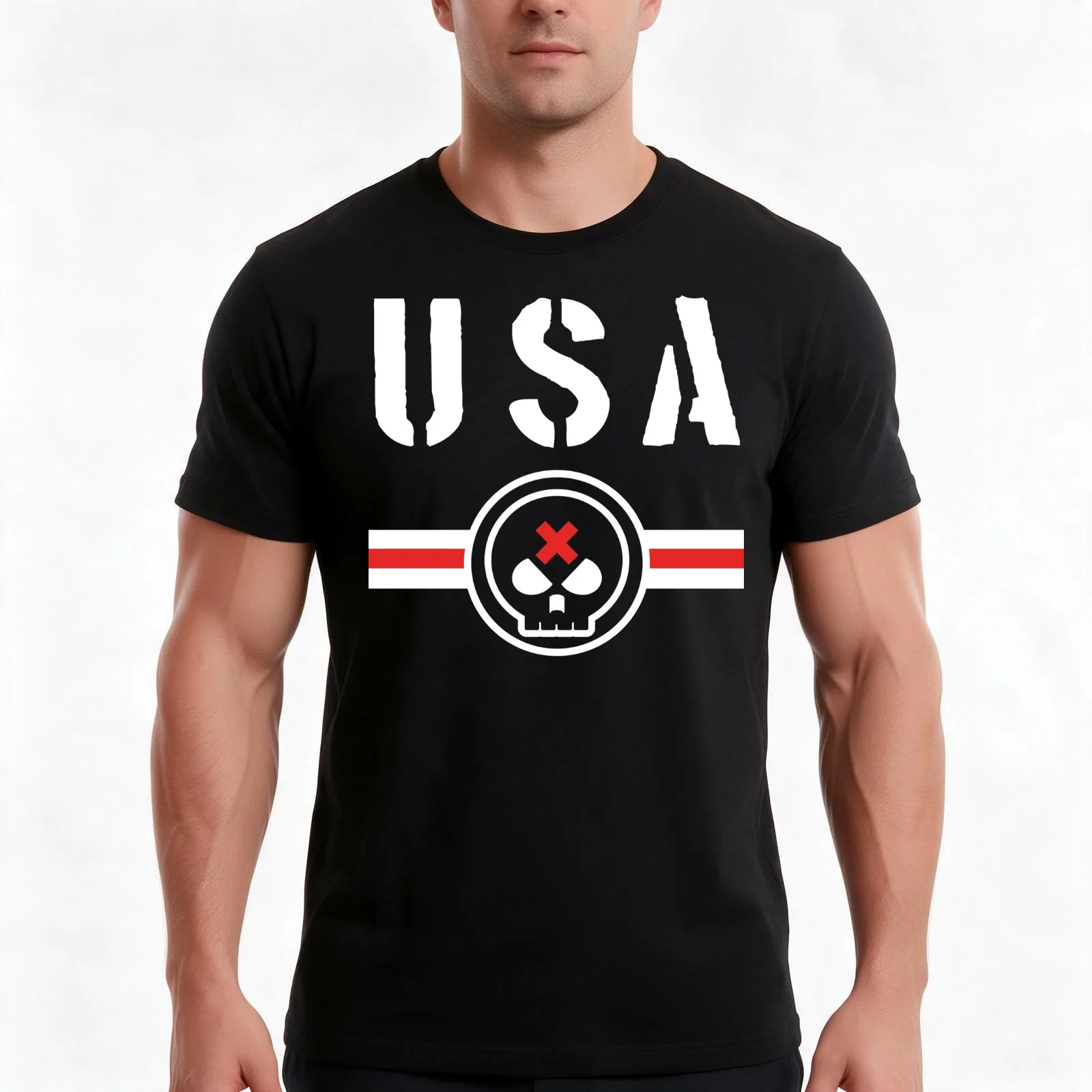 USA Team Stomper T-Shirt, Summer Casual Cotton Tee, Oversized Streetwear Tops, Vintage Graphic Print, Loose Fit Short Sleeve