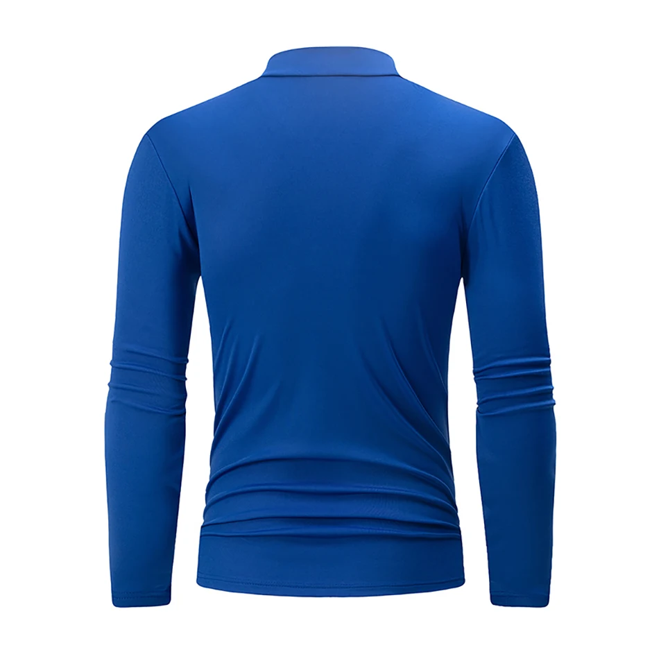 3/1 Stück Herren Herbst- und Winter-T-Shirt in Uni-Farbe mit halbhohem Kragen, lässig, einfach, warm, langärmelig, für junge Männer, Übergröße, Basic-Oberteil – Detail 7