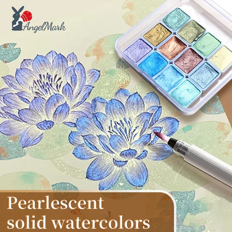 AngelMark Pearlescent Solid Watercolor Pigment Set Art Dripping Glue Ancient style illustration DIY Clay Coloring Nail Supplies