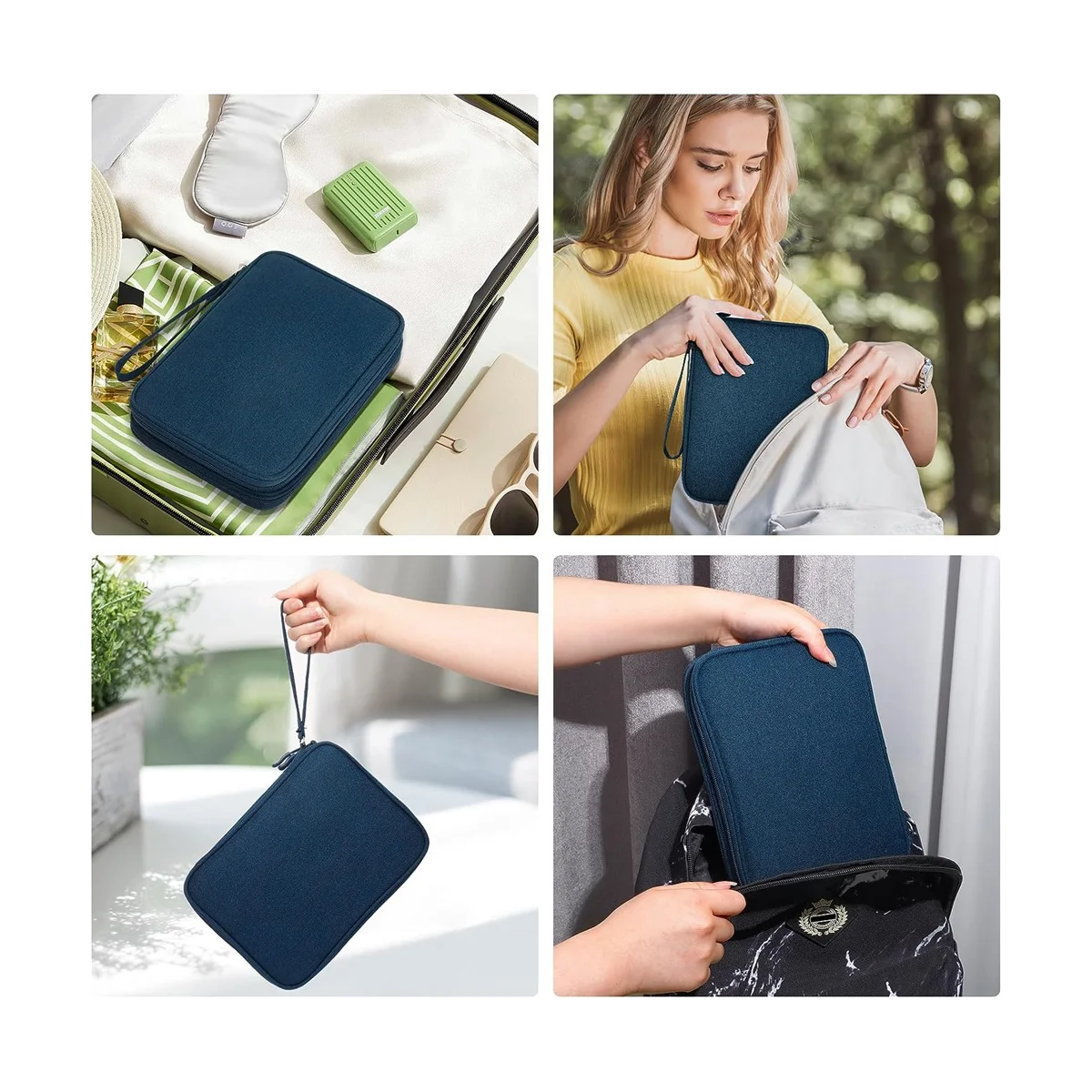 กระเป๋าจัดระเบียบอิเล็กทรอนิกส์สำหรับเดินทางกระเป๋าจัดระเบียบสายไฟสำหรับเดินทางกระเป๋าอุปกรณ์อิเล็กทรอนิกส์ขนาดกะทัดรัด-สีน้ำเงินเข้ม