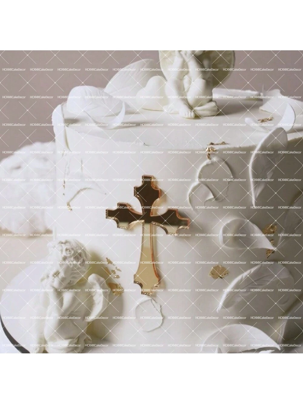 3-teiliges Gold-Kreuz Tortendekorations-Set aus Acryl für Taufe, Erstkommunion, Firmung und Partyzubehör – Detail 4
