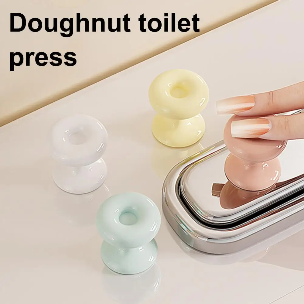 2pcs Donut Shape Easy-to-Use Toilet Press Cleaner Button Switch Set Comfortable Accessory for Effortless Toilet Experience