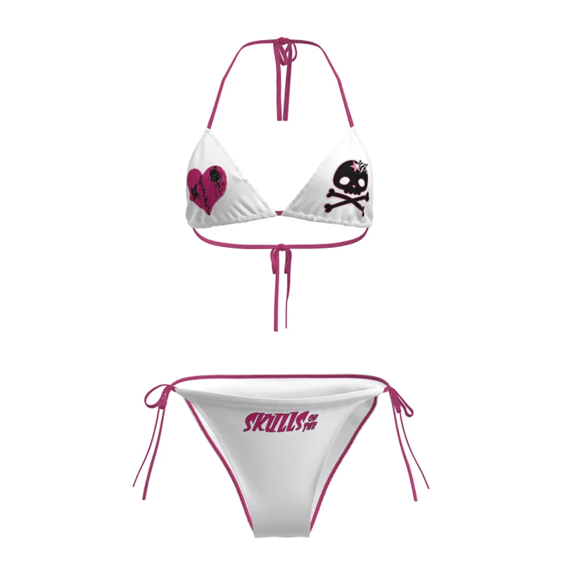 2026 Summer Sexy Bikini Swimsuit Small Chest Gathered Look Big Separate Swimwear Set Women's Triangular Bikini with Chest Pad...