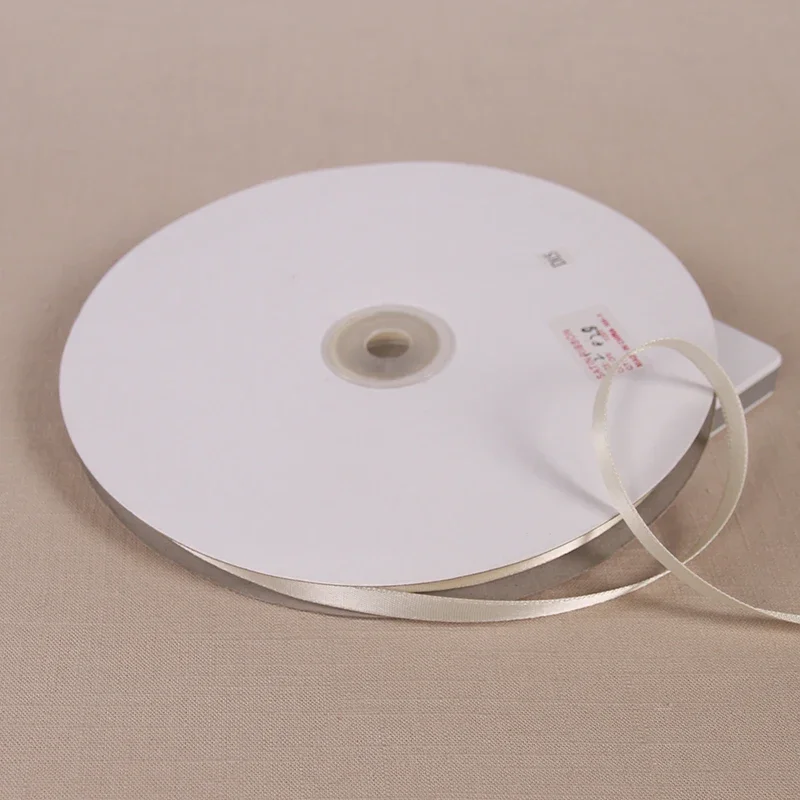 (91 meters/roll) Beige Single Face Satin Ribbon Wholesale Gift Wedding Christmas Decoration DIY Webbing Card Gift Wrapping