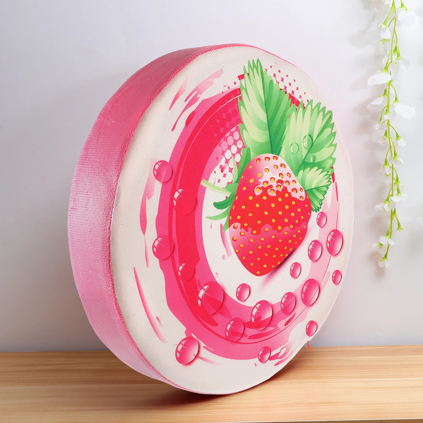 

33Cm 3D Fresh Strawberry Print Cushion Pillow For Sofa Chair Seat Floor Home Office Decoration Machine Washable Cover Seat