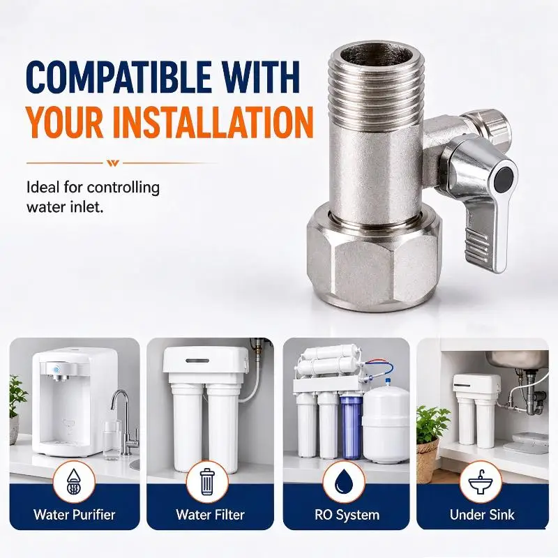 Water Filter Inlet Tee Ball Valve Alloy 1/2