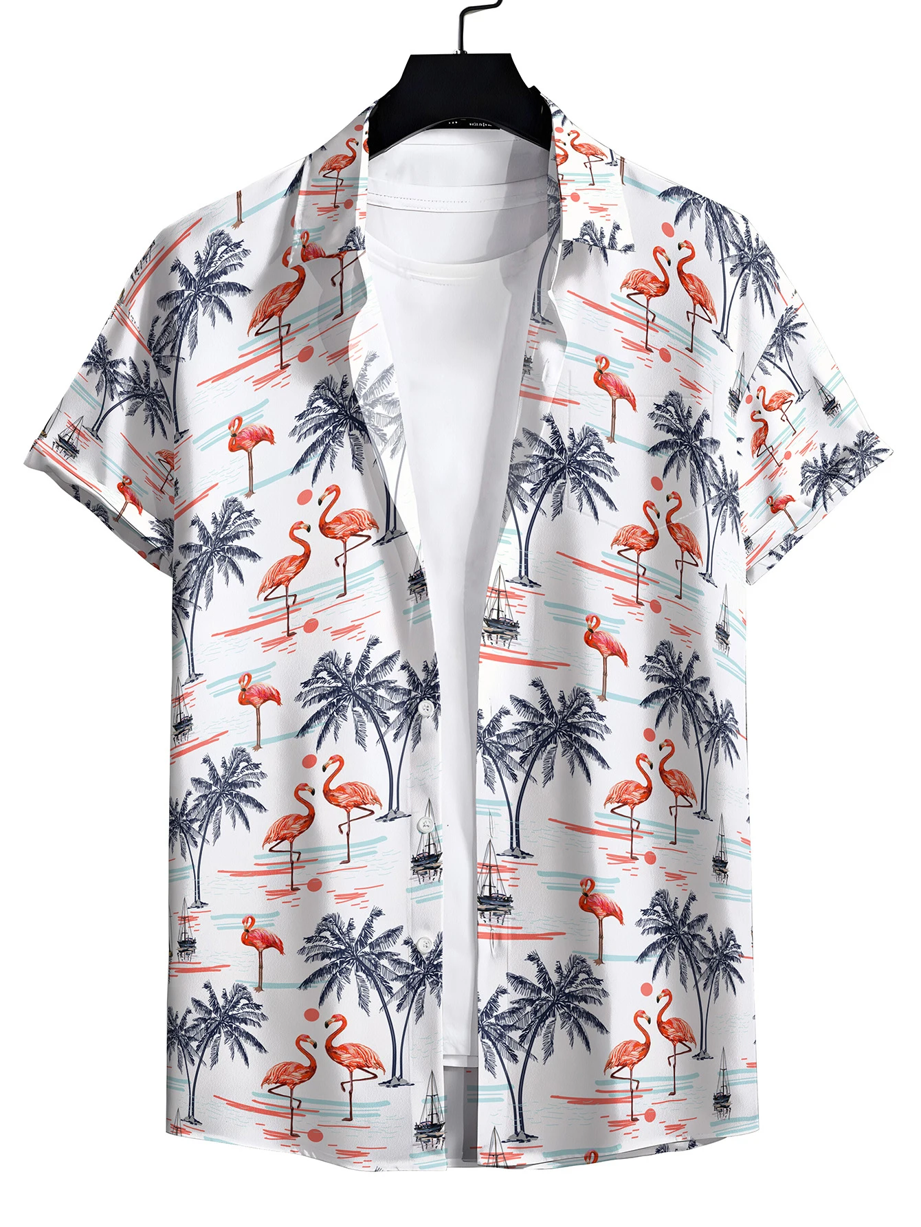 Men\'s Hawaiian Shirts,Palm Summer Beach Casual Short Sleeve Button Down Shirts, Tropical Holiday Beach Shirts with Pocket