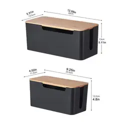 Cable Storage Box Wooden Power Line Wire Data Cable Management Organizer Anti-Dust Dust Charger Socket Storage Bin