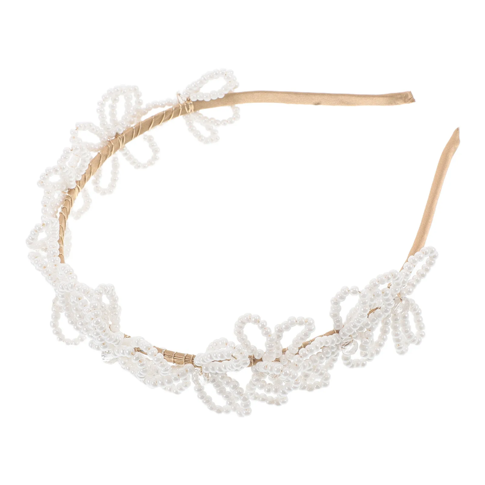 

Faux Pearl Bridal Headband Elegant 3D Flower Beaded Princess Hairpiece Wedding Bride Hair Accessories Jewelled Wedding Hairband