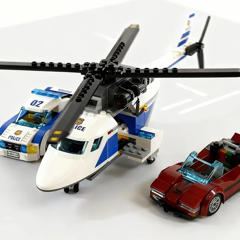 

Third Party Compatible MOC Sets City Series Building Blocks Police Chase Police Helicopter MOC Toys For Kids Gift