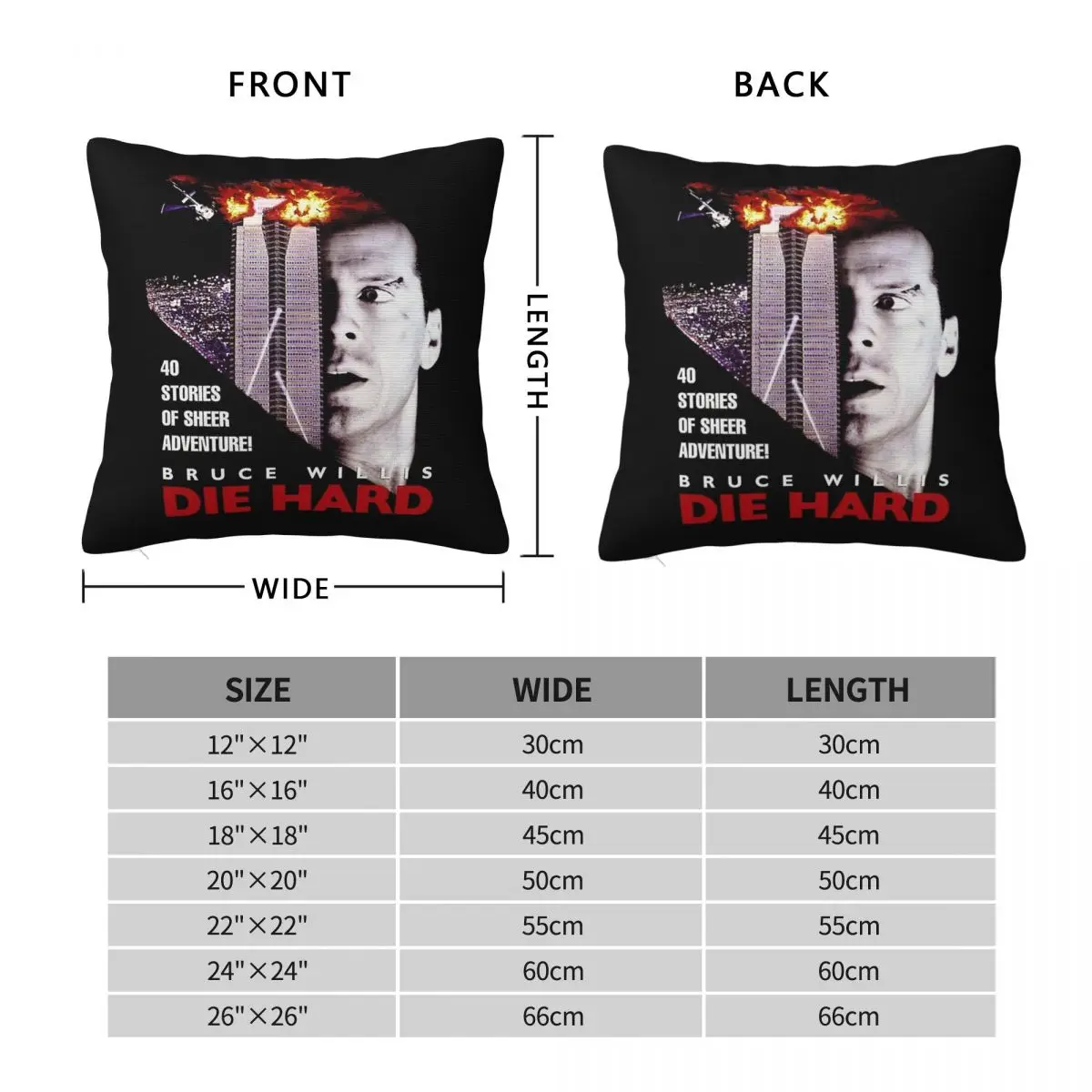 Die Hard Bruce Willis Square Pillowcase Polyester Linen Velvet Printed Zip Decorative Home Cushion Cover Wholesale