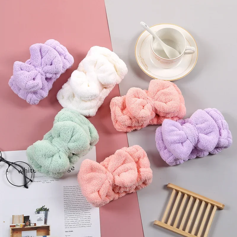 

Internet celebrities with the same coral fleece butterfly plush headband, lotus leaf edge girl wash face mask hair band headband