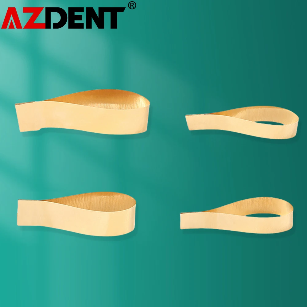 80pcs Azdent Dental T Matrix Bands Curved Straight Brass Steel T-Band for Primary Molars 0.05mm Thickness Dentistry Tools