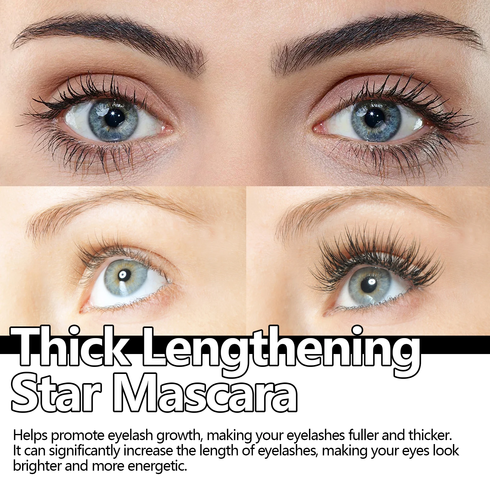 Diamond Lash Mascara, wasserfest und wischfest, langlebig, kräuselnd und voluminös, verdickende Wimpernprimer für die Augen