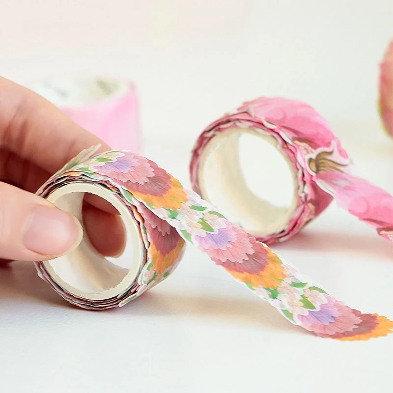 200Pcs/Roll Flower Petal Washi Tape Stickers DIY Stationery Scrapbooking Diary Decoration Paper Sticker Material Birthday Gift