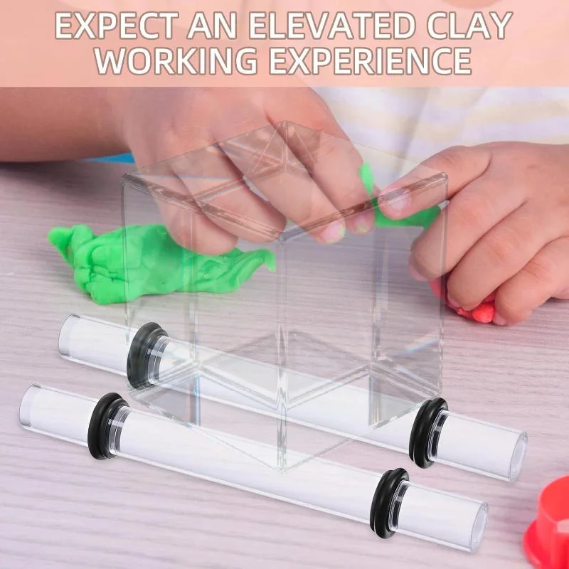 Transparent Acrylic Clay Roller With Thickness Ring, Plastic Rolling For Sculpting, Compatible For Un-fired Clay Art Projects