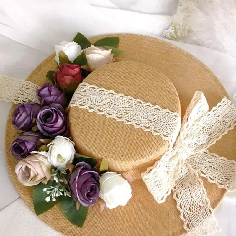 Summer Women s Hat Tea Party Hat Outdoor Sunscreen Flower Decor Sunshade Flat Hat Summer Beach Vacation Hats 6XDA