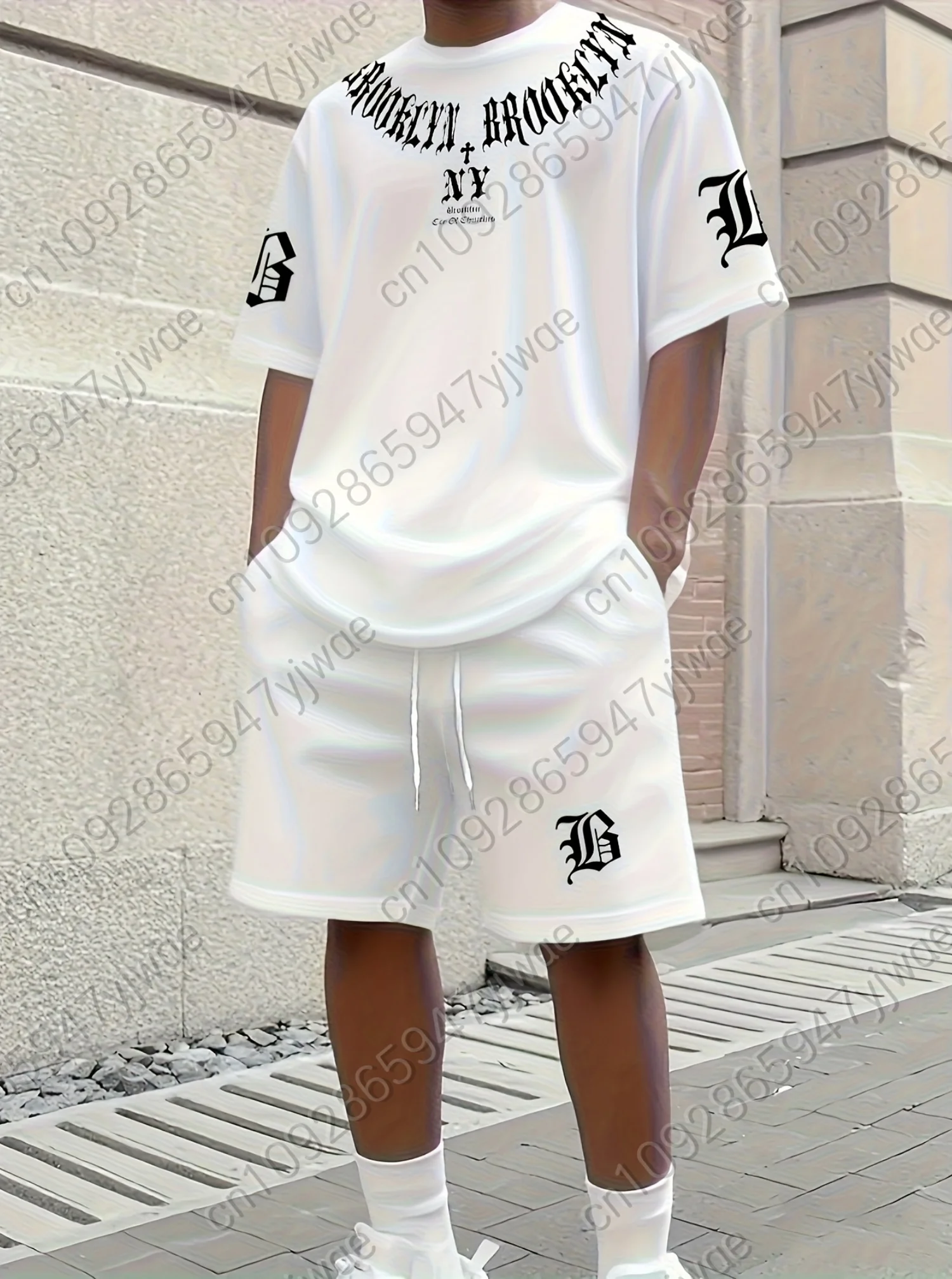 2026 Summer Men 2pcs Setmens letter pattern casual sports sT-Shirt Shorts Set Adult Men Jogging Plus Size Tracksuit 2 Piece Set
