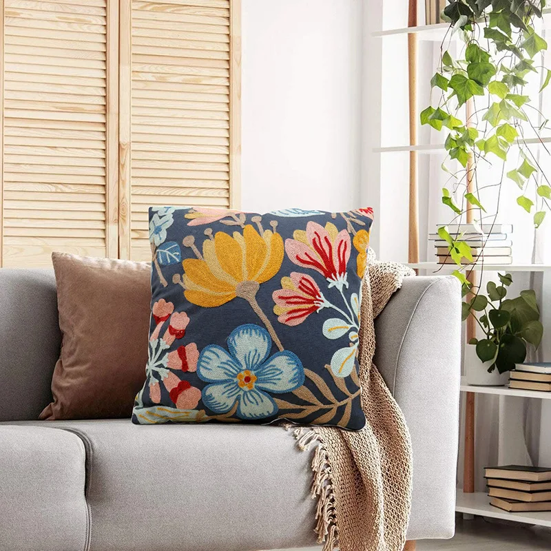 

1pcs New Towel Embroidered Pillowcase Pastoral Style Home Sofa Pillow Core-free Bedside Cushion Office Waist Pillow Cover