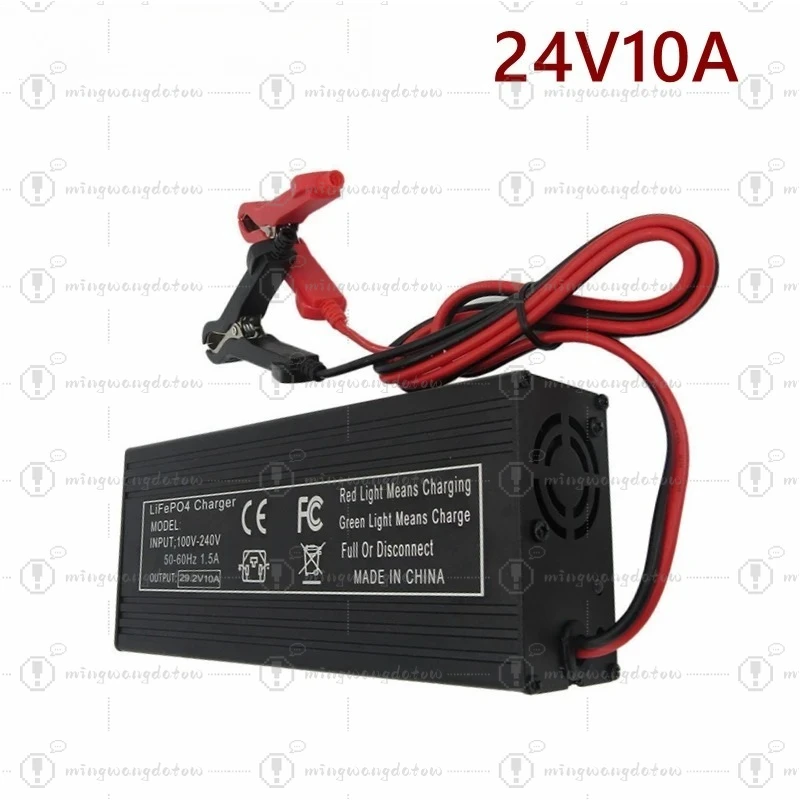 24V 10A LiFePO4 Battery Fast Charger for 8S 24V 25.6 29.2V 10A Volt LFP RV Iron Phosphate Chargers