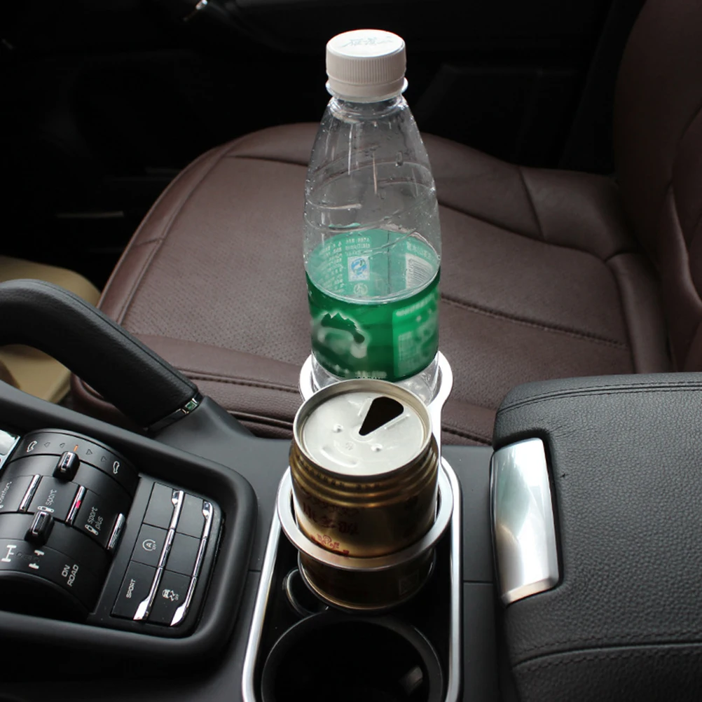 

1pc Household Car Beverage Drink Bottle Car Cup Holder Rack Double Mouth Bottle Holder for Car Use ( Silver)