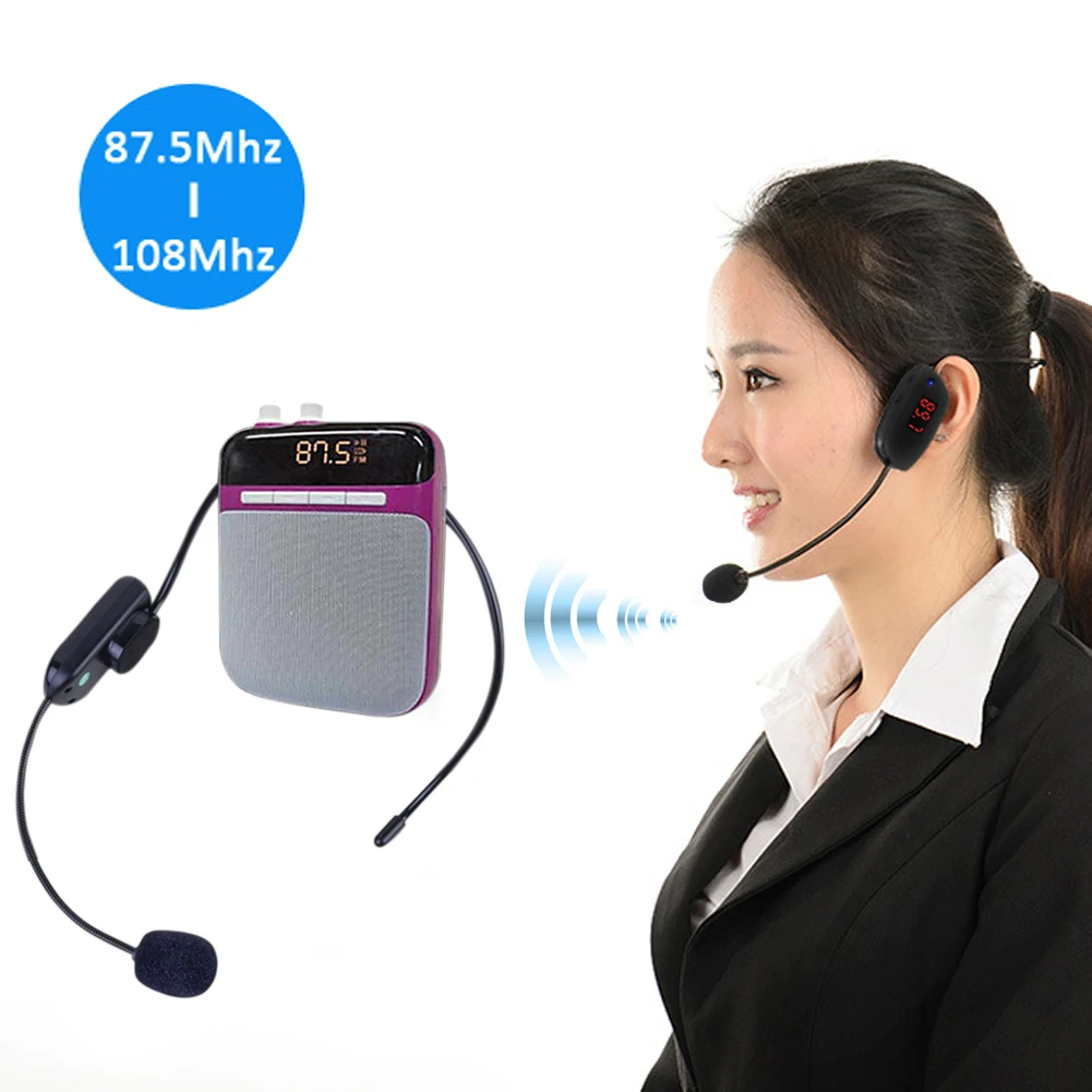 Wireless FM Headset High-Definition Digital Tube Display Frequency Multi-channel High Sensitive Microphone Head for Lectures