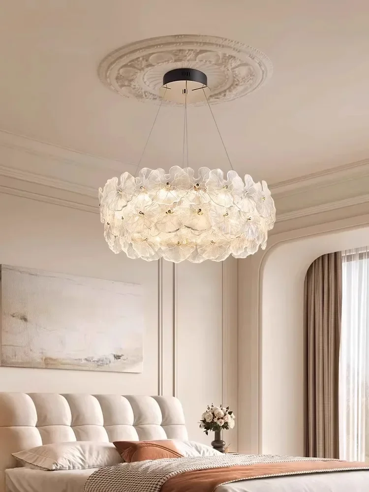 Modern Nordic Glass Lustre Ceiling Chandelier Pendant Lamps Dimmable Living Room Bedroom Restaurant Hang Led Lights Decoration