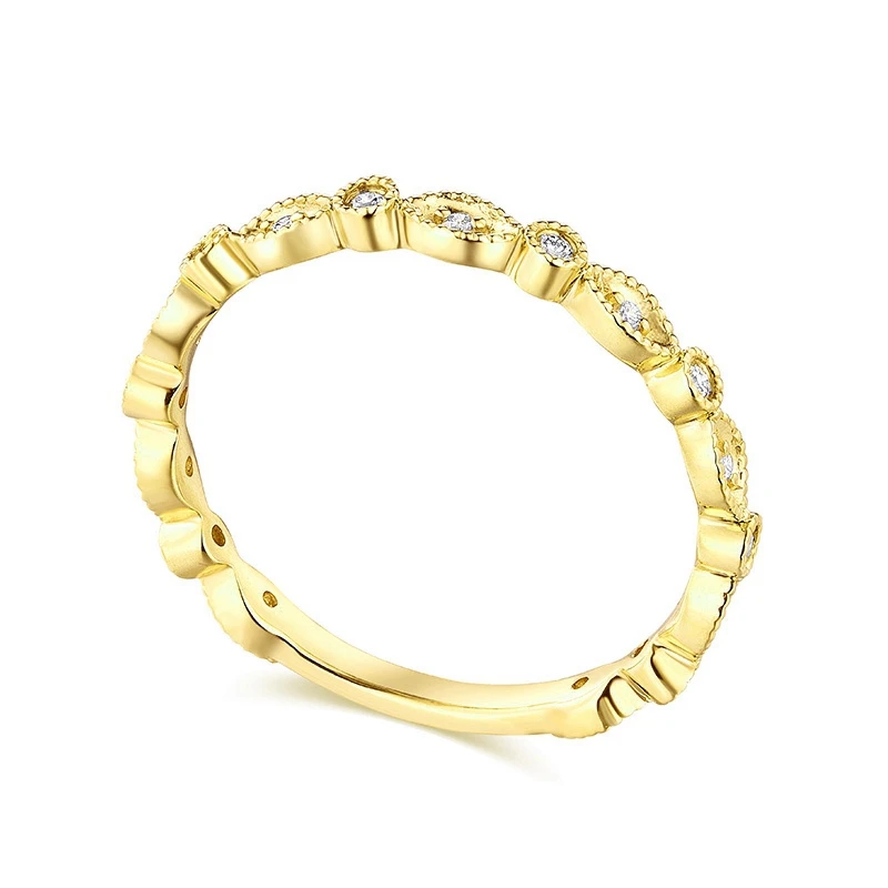 Helon runde si/h 0,1 ct echte natürliche Diamant solide 14 Karat 10 Karat Gelbgold Ring für Frauen Jubiläum Art Deco antiken Schmuck