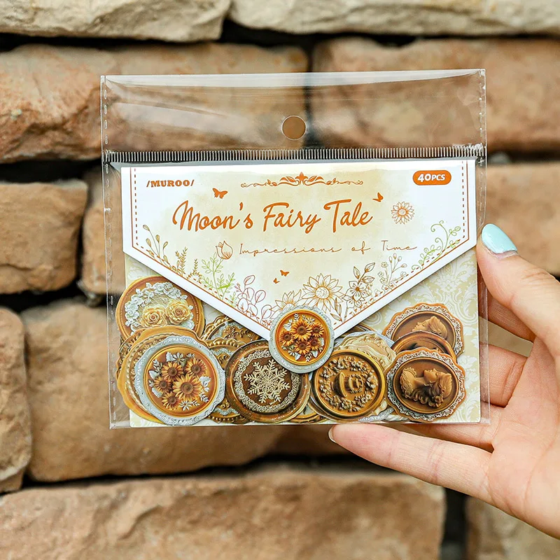 

Vintage Paper Sealing Stickers for Gift Envelope DIY Hobby Packing Wax Seal Looking Sticker Scrapbooking Material Craft